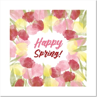 Happy Spring! | Pink Red Yellow Posters and Art